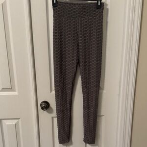 Gray Honeycomb Textured Leggings